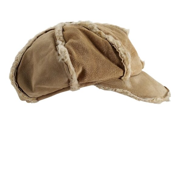 Vintage Wilsons Leather Suede Half Gloves Newsboy Cap Hat Size S/M Faux Fur Y2K main image 16